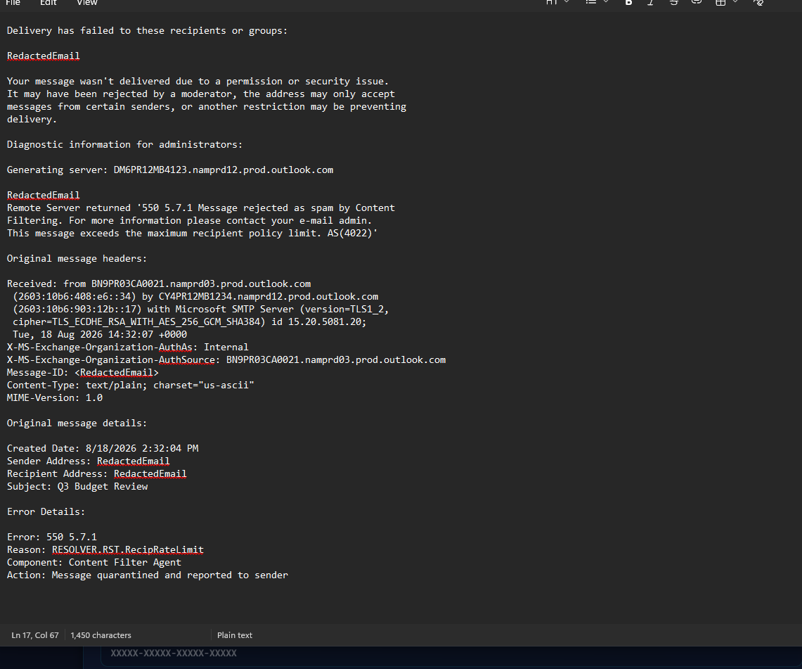 PII Remover example 2 showing redacted results